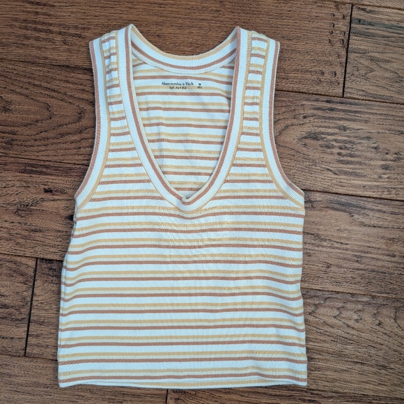 Abercrombie & Fitch Tops - Abercrombie & Fitch Cream and Tan Striped Top